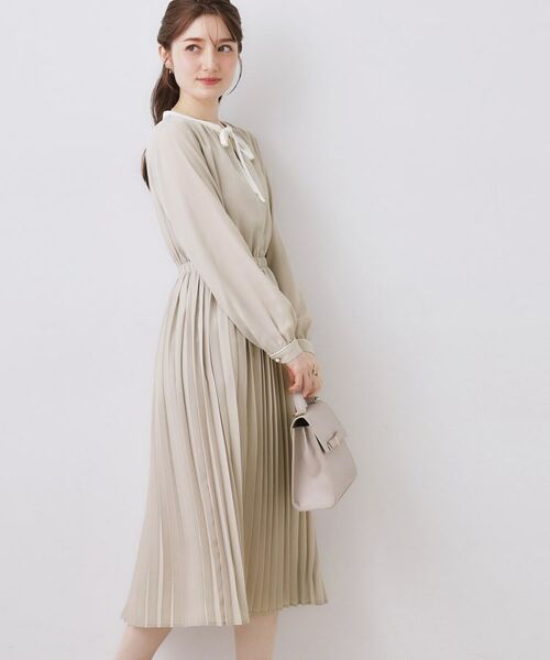 Couture Brooch / クチュールブローチ ロング・マキシ丈ワンピース | 配色シフォンプリーツワンピース | 詳細2