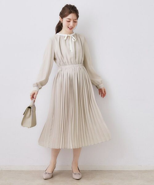 Couture Brooch / クチュールブローチ ロング・マキシ丈ワンピース | 配色シフォンプリーツワンピース | 詳細4