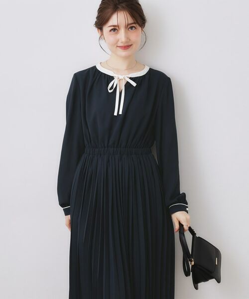 Couture Brooch / クチュールブローチ ロング・マキシ丈ワンピース | 配色シフォンプリーツワンピース | 詳細8