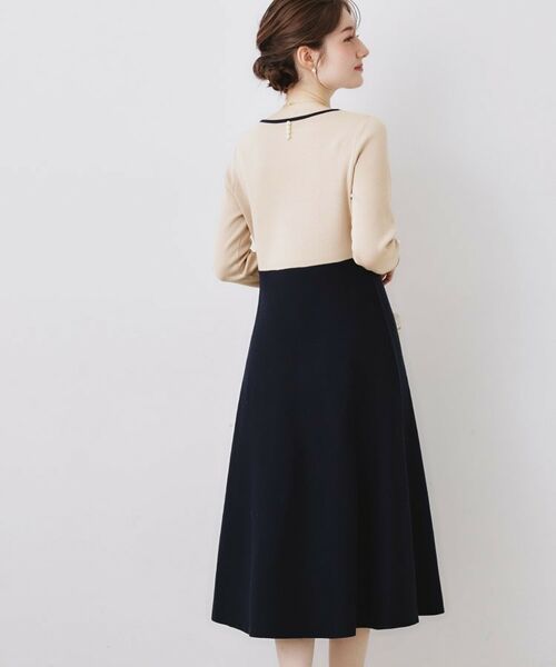 Couture Brooch / クチュールブローチ ロング・マキシ丈ワンピース | スクエアネックバイカラーニットワンピース | 詳細11