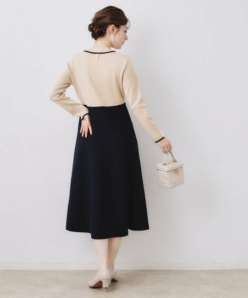 Couture Brooch / クチュールブローチ ロング・マキシ丈ワンピース | スクエアネックバイカラーニットワンピース | 詳細14