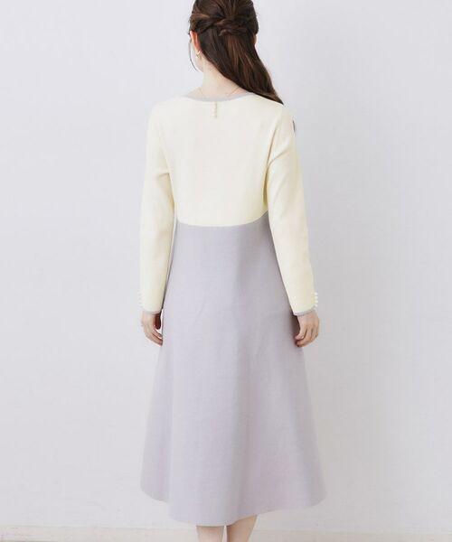 Couture Brooch / クチュールブローチ ロング・マキシ丈ワンピース | スクエアネックバイカラーニットワンピース | 詳細18