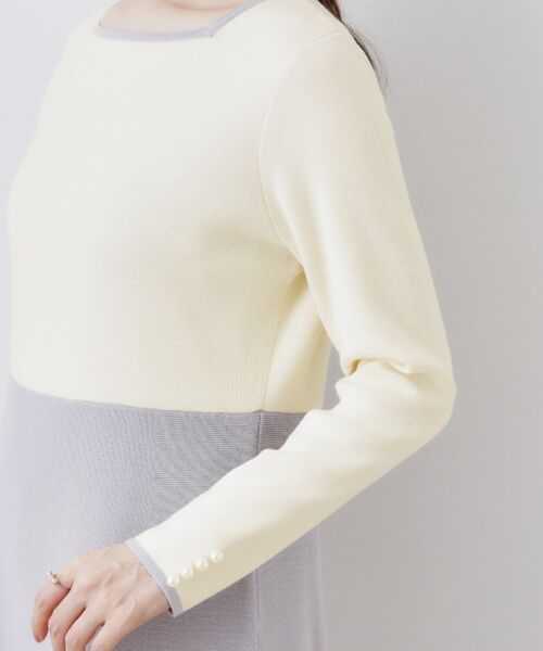 Couture Brooch / クチュールブローチ ロング・マキシ丈ワンピース | スクエアネックバイカラーニットワンピース | 詳細21