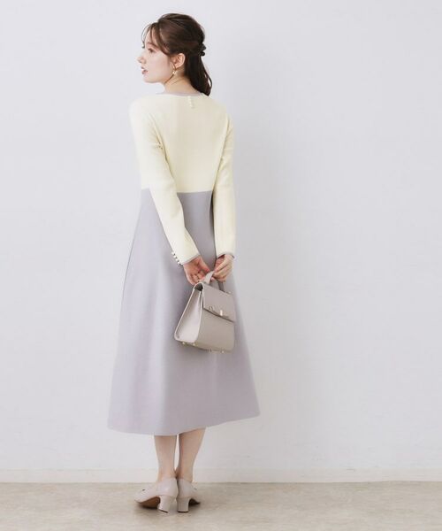 Couture Brooch / クチュールブローチ ロング・マキシ丈ワンピース | スクエアネックバイカラーニットワンピース | 詳細5