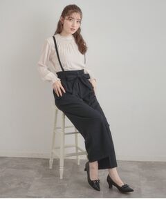 Couture Brooch / クチュールブローチ パンツ | ウエストリボン サスペンダー付きワイドパンツ