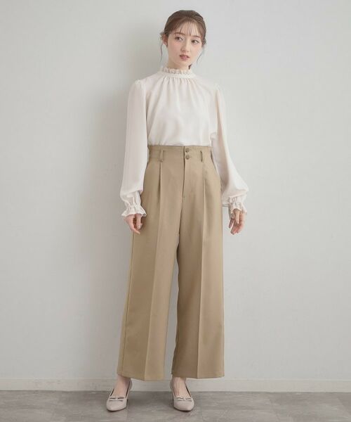Couture Brooch / クチュールブローチ パンツ | ウエストリボン サスペンダー付きワイドパンツ | 詳細14