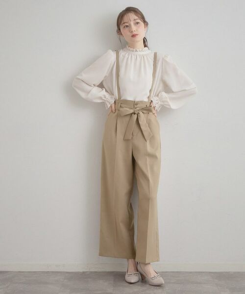 Couture Brooch / クチュールブローチ パンツ | ウエストリボン サスペンダー付きワイドパンツ | 詳細16