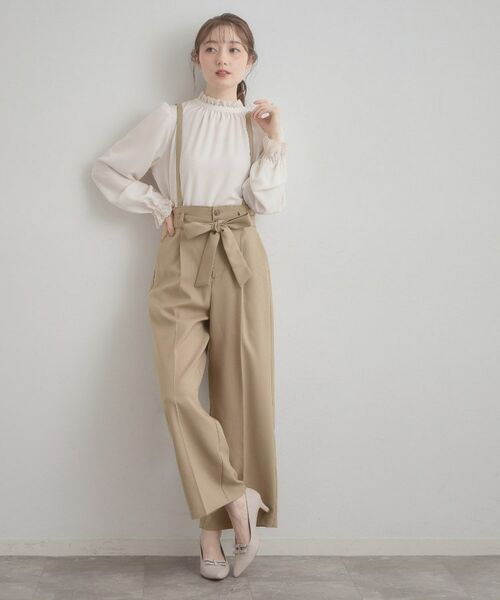 Couture Brooch / クチュールブローチ パンツ | ウエストリボン サスペンダー付きワイドパンツ | 詳細17