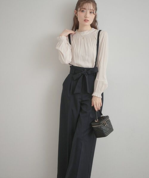 Couture Brooch / クチュールブローチ パンツ | ウエストリボン サスペンダー付きワイドパンツ | 詳細22