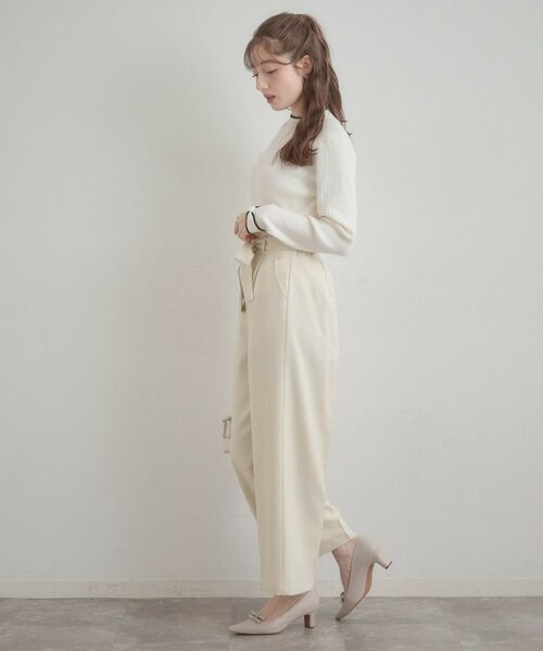Couture Brooch / クチュールブローチ パンツ | ウエストリボン サスペンダー付きワイドパンツ | 詳細5