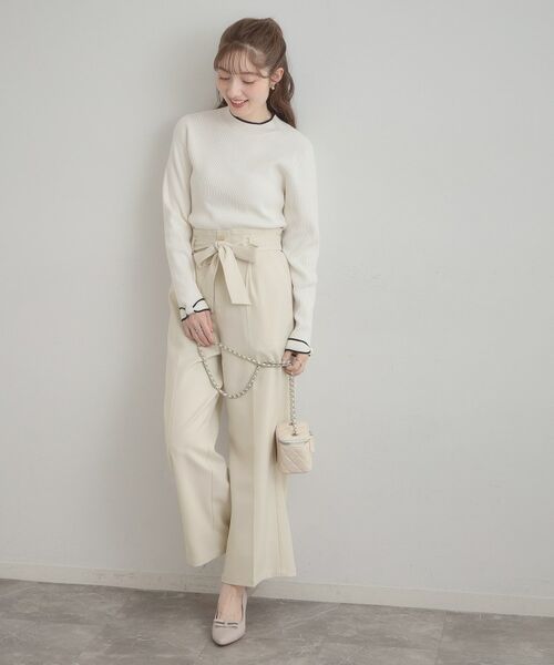 Couture Brooch / クチュールブローチ パンツ | ウエストリボン サスペンダー付きワイドパンツ | 詳細6