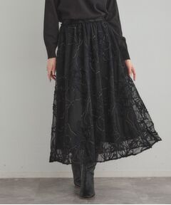 Couture Brooch / クチュールブローチ ロング・マキシ丈スカート | 【通勤】ラメ刺繍ブークレチュールスカート
