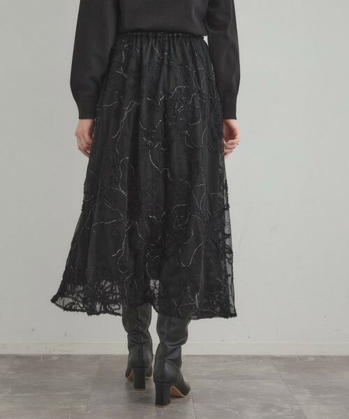Couture Brooch / クチュールブローチ ロング・マキシ丈スカート | 【通勤】ラメ刺繍ブークレチュールスカート | 詳細16
