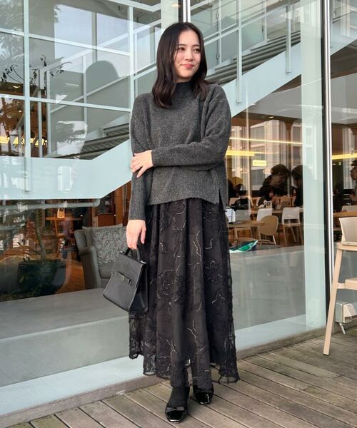 Couture Brooch / クチュールブローチ ロング・マキシ丈スカート | 【通勤】ラメ刺繍ブークレチュールスカート | 詳細18