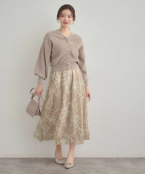 Couture Brooch / クチュールブローチ ロング・マキシ丈スカート | 【通勤】ラメ刺繍ブークレチュールスカート | 詳細22