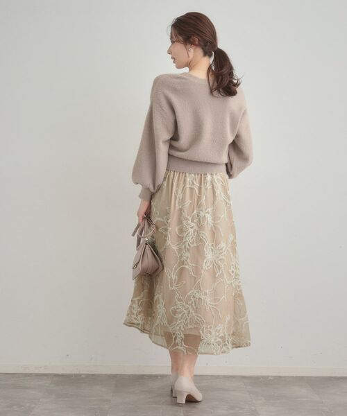 Couture Brooch / クチュールブローチ ロング・マキシ丈スカート | 【通勤】ラメ刺繍ブークレチュールスカート | 詳細23
