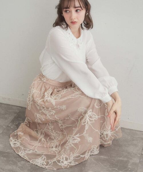 Couture Brooch / クチュールブローチ ロング・マキシ丈スカート | 【通勤】ラメ刺繍ブークレチュールスカート | 詳細29