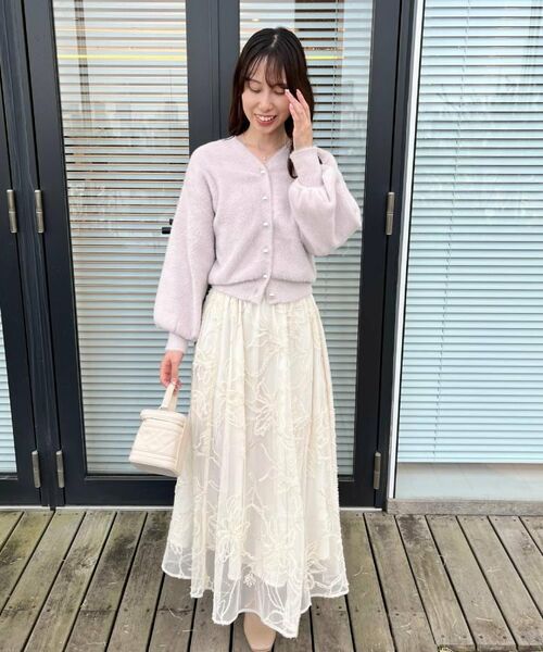 Couture Brooch / クチュールブローチ ロング・マキシ丈スカート | 【通勤】ラメ刺繍ブークレチュールスカート | 詳細7