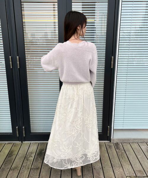 Couture Brooch / クチュールブローチ ロング・マキシ丈スカート | 【通勤】ラメ刺繍ブークレチュールスカート | 詳細9