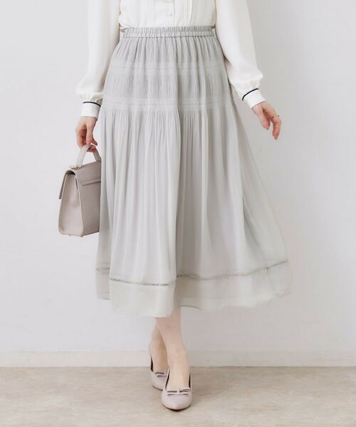 Couture Brooch / クチュールブローチ ロング・マキシ丈スカート | マジョリカプリーツスカート(ライトグレー(011))