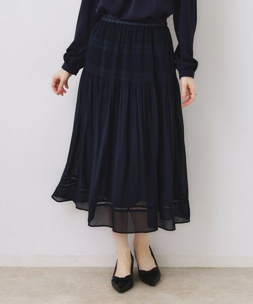 Couture Brooch / クチュールブローチ ロング・マキシ丈スカート | マジョリカプリーツスカート(ネイビー(094))