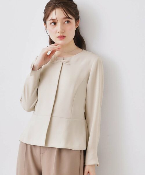 Couture Brooch / クチュールブローチ シャツ・ブラウス | リボンデザイン羽織りペプラムブラウス(グレージュ(050))