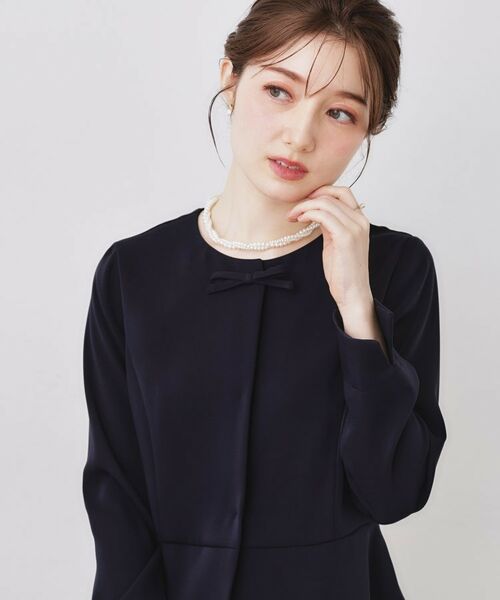 Couture Brooch / クチュールブローチ シャツ・ブラウス | リボンデザイン羽織りペプラムブラウス(ネイビー(094))