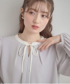 Couture Brooch / クチュールブローチ シャツ・ブラウス | 配色細リボンタイ