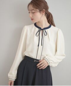 Couture Brooch / クチュールブローチ シャツ・ブラウス | 配色細リボンタイ