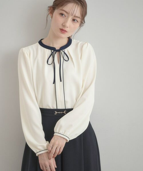 Couture Brooch / クチュールブローチ シャツ・ブラウス | 配色細リボンタイ | 詳細1