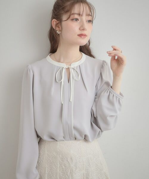 Couture Brooch / クチュールブローチ シャツ・ブラウス | 配色細リボンタイ | 詳細8