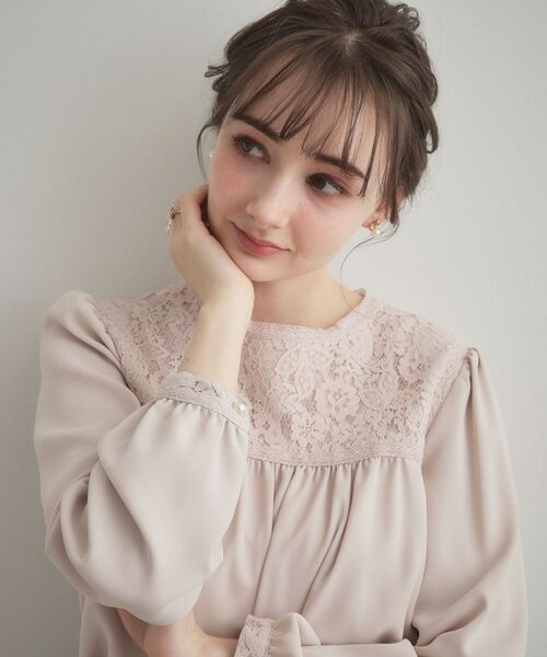 Couture Brooch / クチュールブローチ シャツ・ブラウス | レースドッキングブラウス(ライトピンク(070))