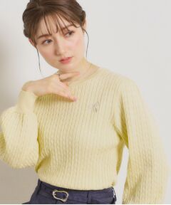 Couture Brooch / クチュールブローチ ニット・セーター | 【洗える】リボンエンブロ細ケーブルニット