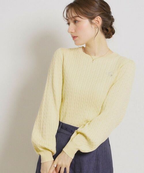 Couture Brooch / クチュールブローチ ニット・セーター | 【洗える】リボンエンブロ細ケーブルニット | 詳細10