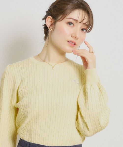 Couture Brooch / クチュールブローチ ニット・セーター | 【洗える】リボンエンブロ細ケーブルニット | 詳細12