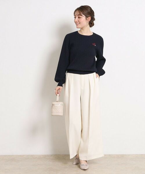 Couture Brooch / クチュールブローチ ニット・セーター | 【洗える】リボンエンブロ細ケーブルニット | 詳細13