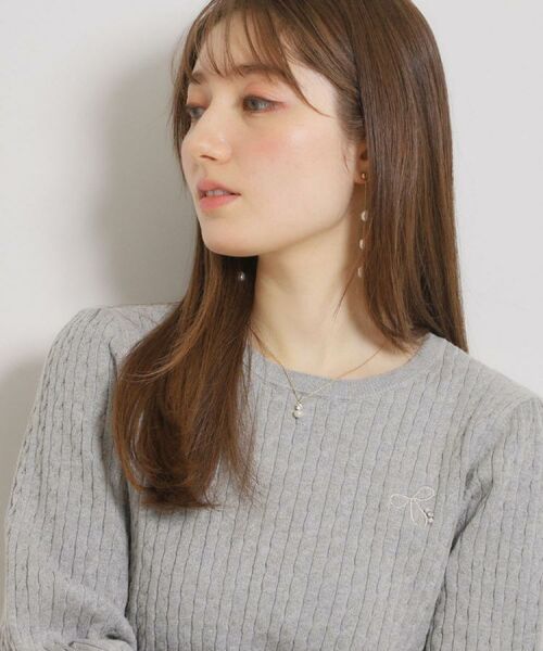 Couture Brooch / クチュールブローチ ニット・セーター | 【洗える】リボンエンブロ細ケーブルニット | 詳細4