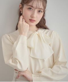 Couture Brooch / クチュールブローチ ニット・セーター | 【洗える・着映え】オーガンジーリボンタイ ニット