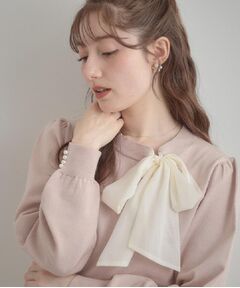 Couture Brooch / クチュールブローチ ニット・セーター | 【洗える・着映え】オーガンジーリボンタイ ニット