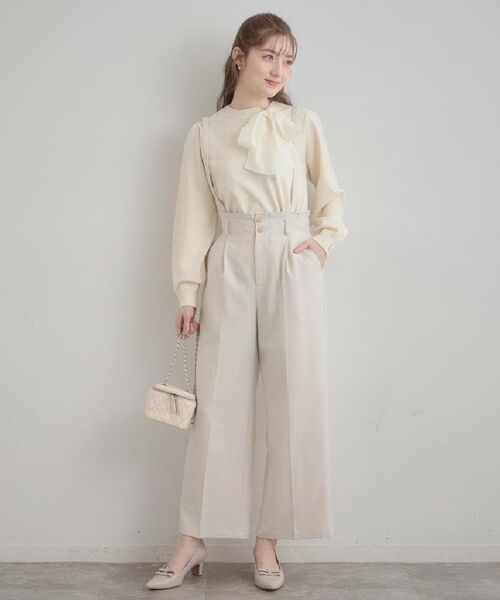 Couture Brooch / クチュールブローチ ニット・セーター | 【洗える・着映え】オーガンジーリボンタイ ニット | 詳細1