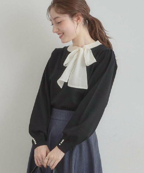 Couture Brooch / クチュールブローチ ニット・セーター | 【洗える・着映え】オーガンジーリボンタイ ニット | 詳細11