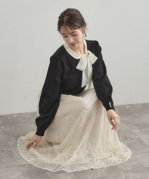 Couture Brooch / クチュールブローチ ニット・セーター | 【洗える・着映え】オーガンジーリボンタイ ニット | 詳細13