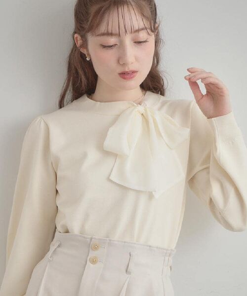 Couture Brooch / クチュールブローチ ニット・セーター | 【洗える・着映え】オーガンジーリボンタイ ニット | 詳細3