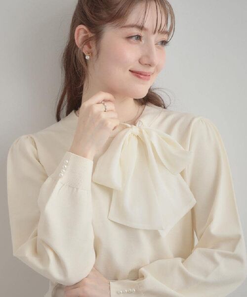 Couture Brooch / クチュールブローチ ニット・セーター | 【洗える・着映え】オーガンジーリボンタイ ニット | 詳細4