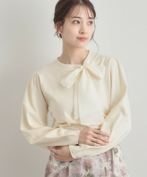 Couture Brooch / クチュールブローチ ニット・セーター | 【洗える・着映え】オーガンジーリボンタイ ニット | 詳細6