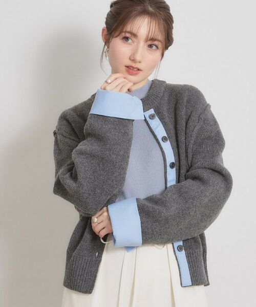 Couture Brooch / クチュールブローチ カーディガン・ボレロ | シャツレイヤード風カーディガン（チャコールグレー(013)）