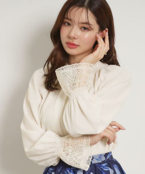 Couture Brooch / クチュールブローチ シャツ・ブラウス | レースカフスピコシャーリングバックリボンブラウス | 詳細1