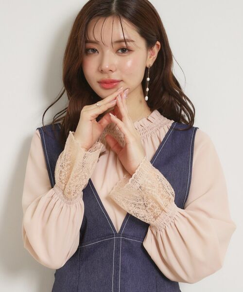 Couture Brooch / クチュールブローチ シャツ・ブラウス | レースカフスピコシャーリングバックリボンブラウス(ライトピンク(070))
