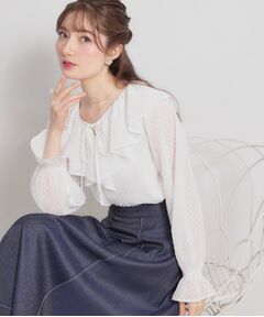 Couture Brooch / クチュールブローチ シャツ・ブラウス | ラメカットドビーフリルブラウス