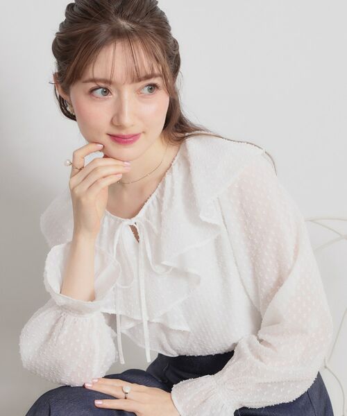 Couture Brooch / クチュールブローチ シャツ・ブラウス | ラメカットドビーフリルブラウス | 詳細1